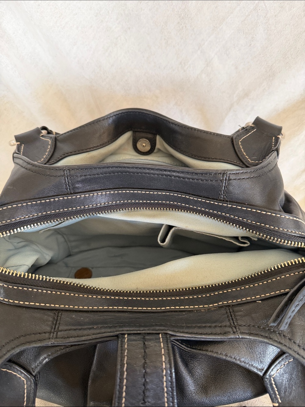 Coach Black Leather Shoulder Bag with Buckle Accent - Picture 8 of 9